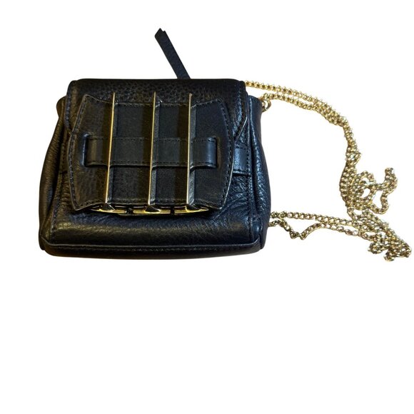 Kelsi Dagger Black Leather Mini Crossbody Bag With Gold Chain Strap - Picture 2 of 14